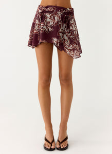 Fiore Asym Mini Skirt - Espresso Meadow