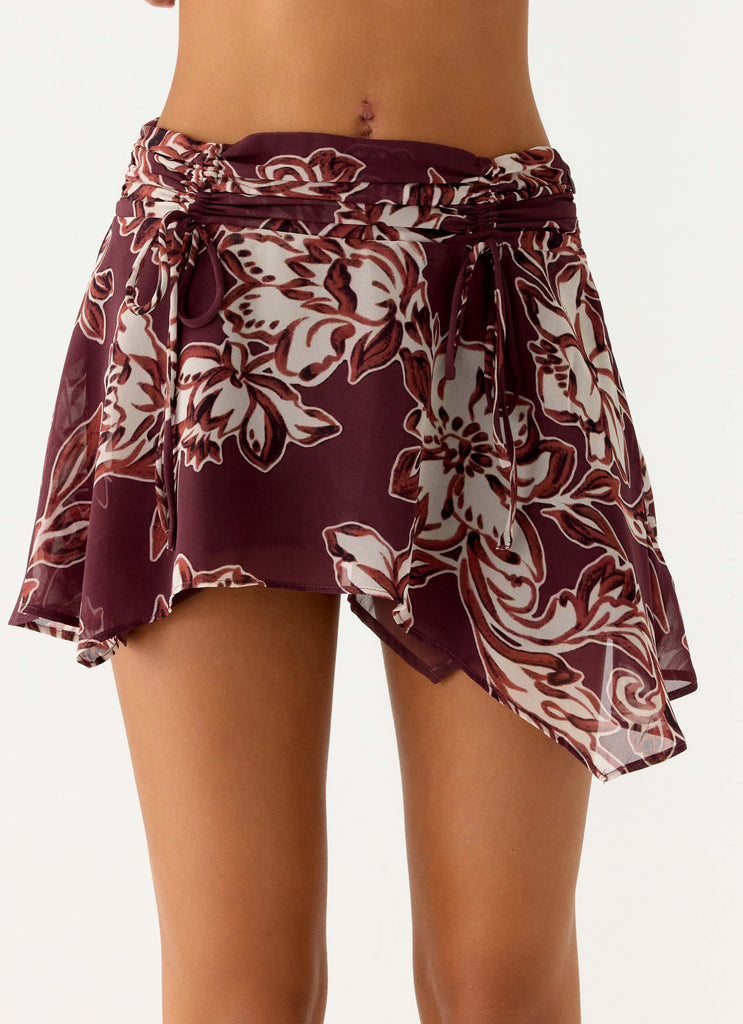 Fiore Asym Mini Skirt - Espresso Meadow