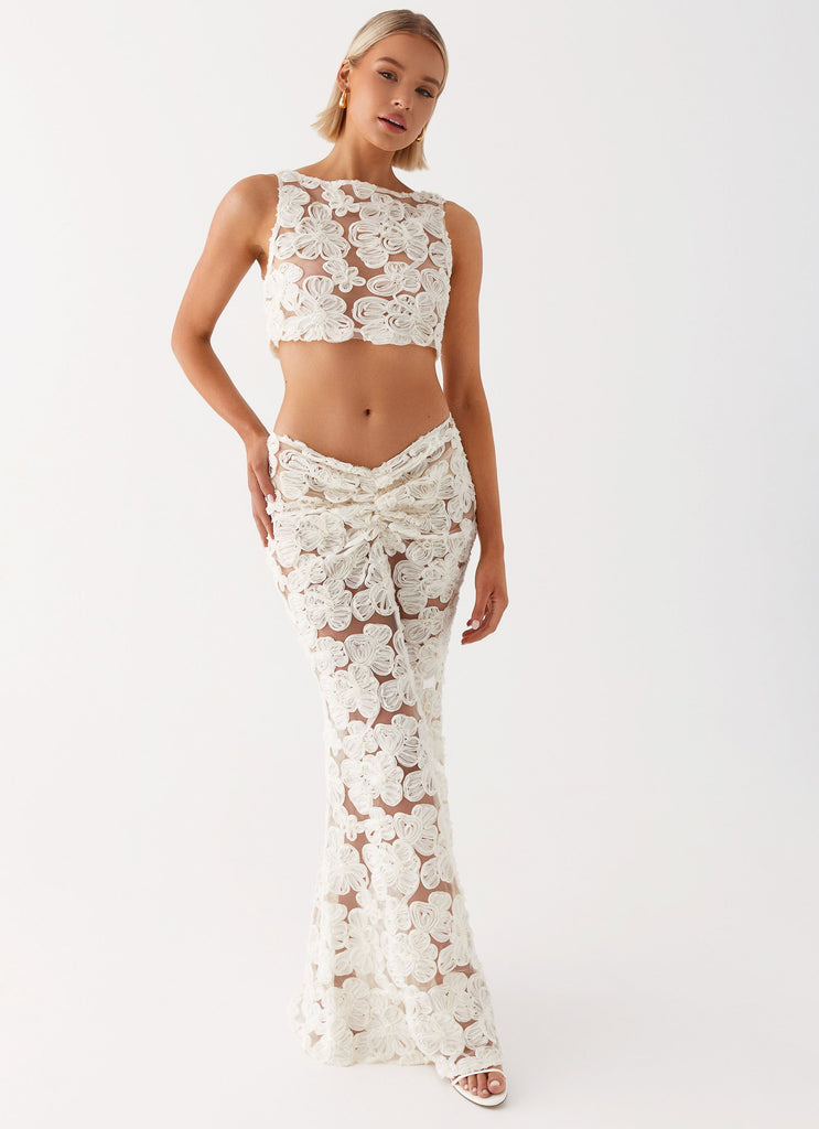 Womens Rennie Linen Bustier Top  in the colour  White in front of a light grey background