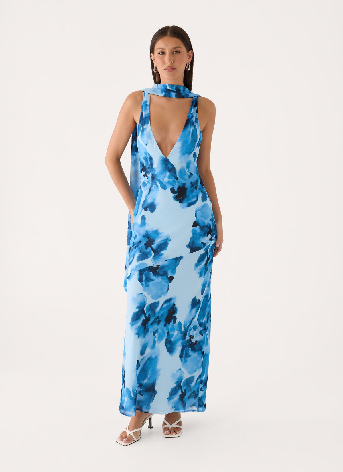 Florae Scarf Maxi Dress - Bluebella Print