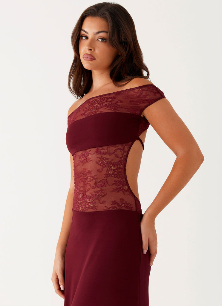 burgundy lace dress Francoise Lace Midi Dress