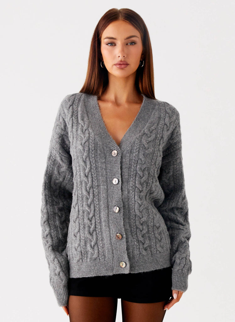 Frawley Cable Knit Cardigan - Grey