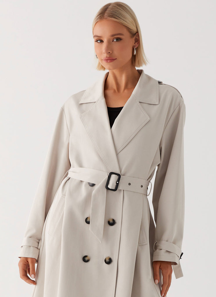 Frenchy Oversized Trench Coat Stone