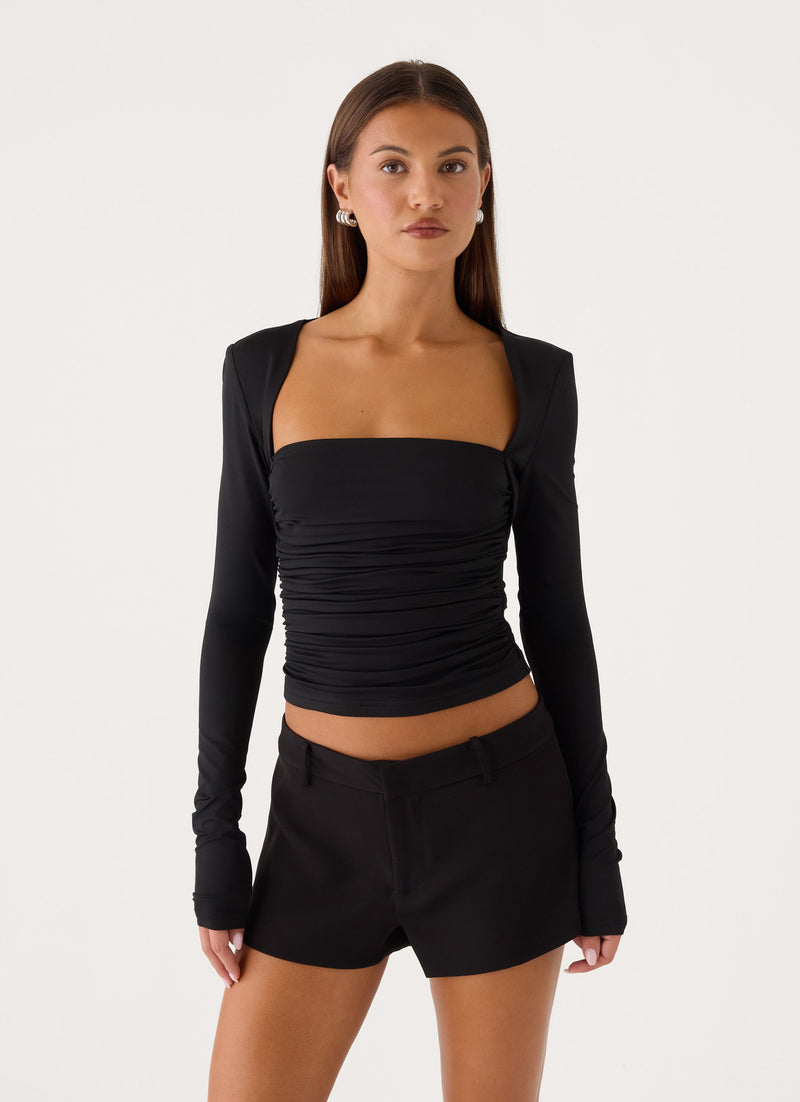 Georgia Long Sleeve Top - Black