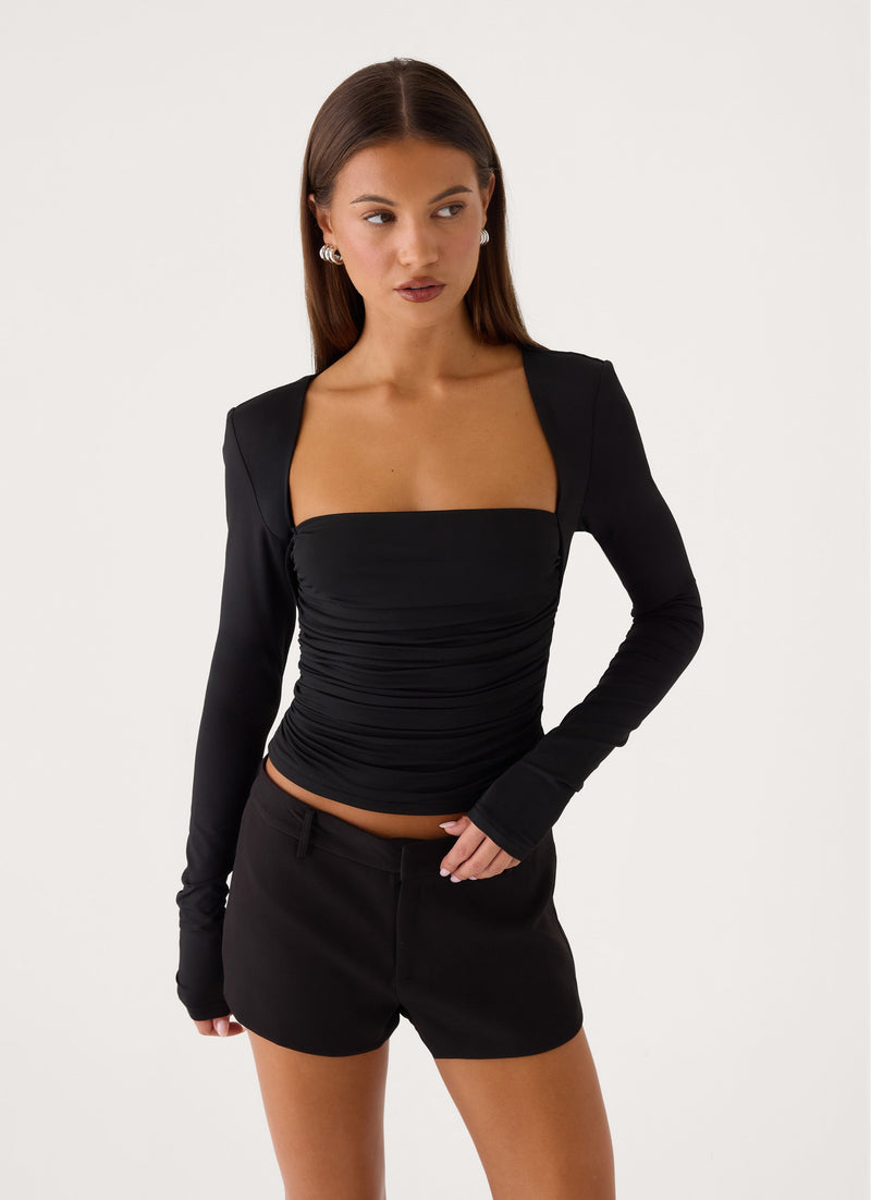 Georgia Long Sleeve Top - Black