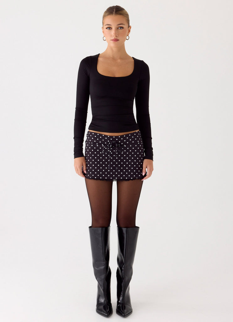Get No Sleep Mini Skort - Black Polkadot