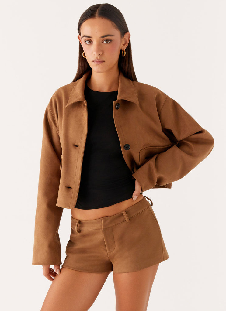 Gio Crop Jacket - Brown