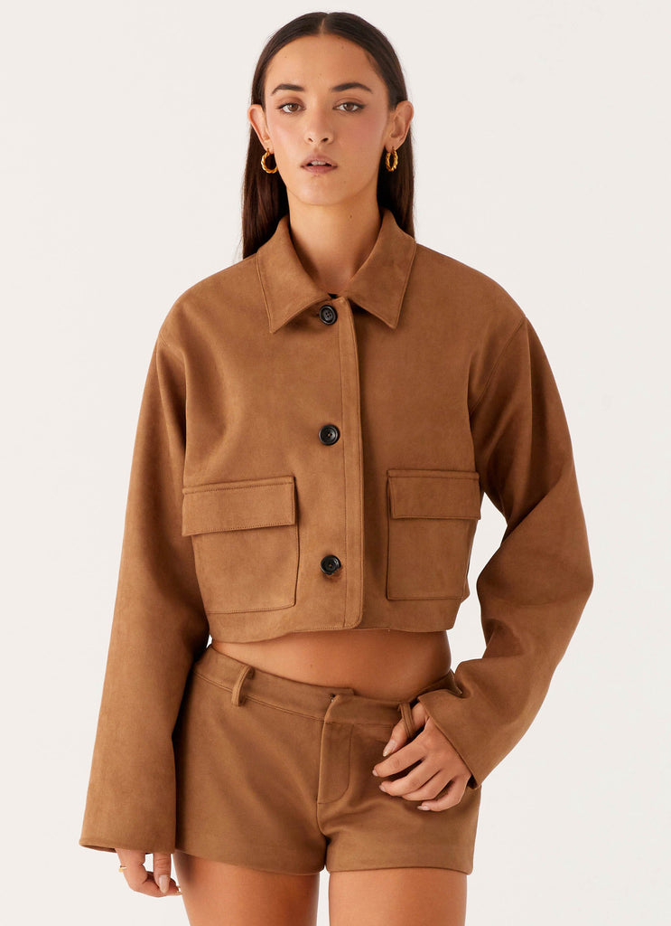 Gio Crop Jacket - Brown