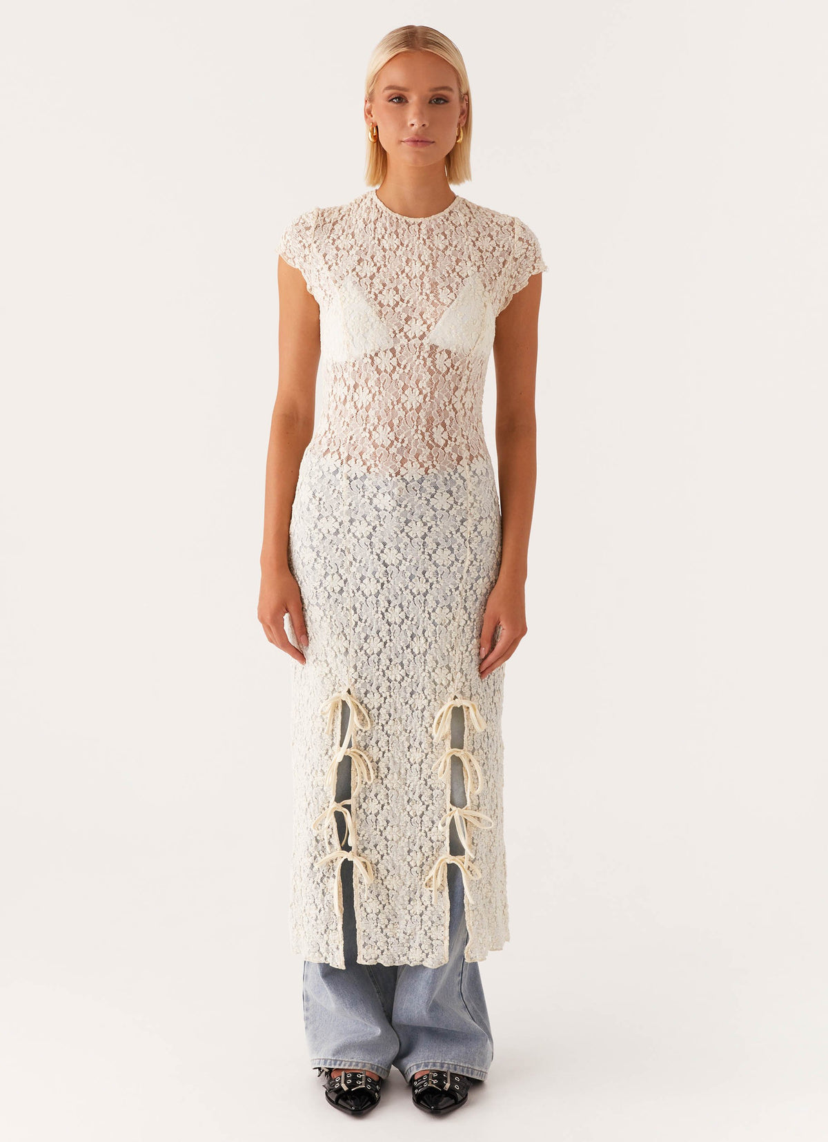 Gisele Lace Midi Dress - Ivory