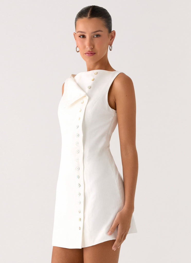 Golden Touch Mini Dress - White
