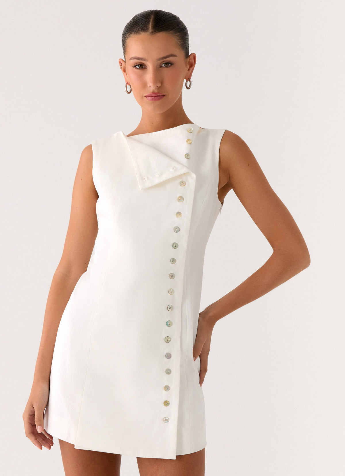 Golden Touch Mini Dress - White