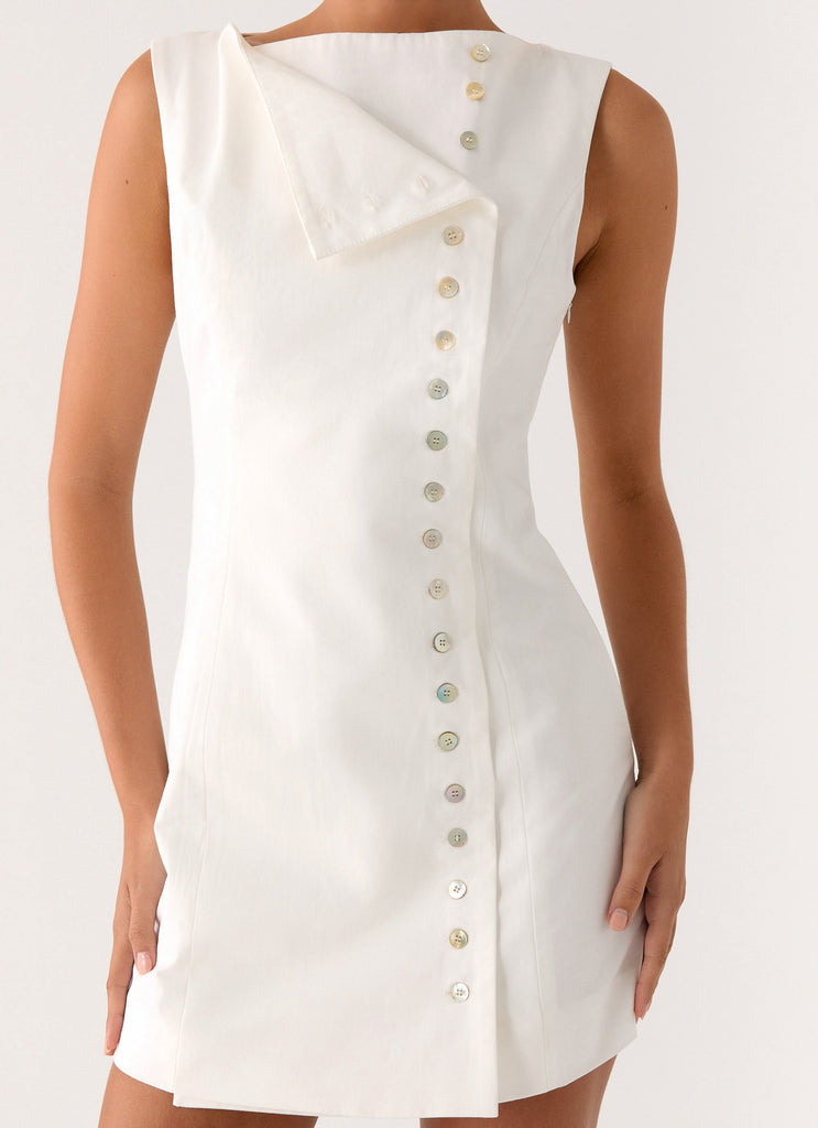 Golden Touch Mini Dress - White