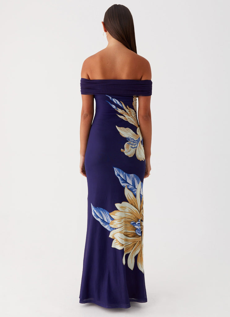 Womens Got Your Attention Maxi Dress in the colour Navy in front of a light grey background