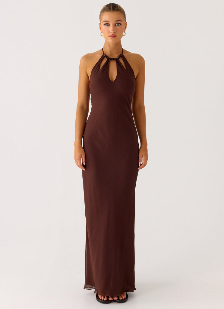 Harlyn Halter Maxi Dress - Chocolate
