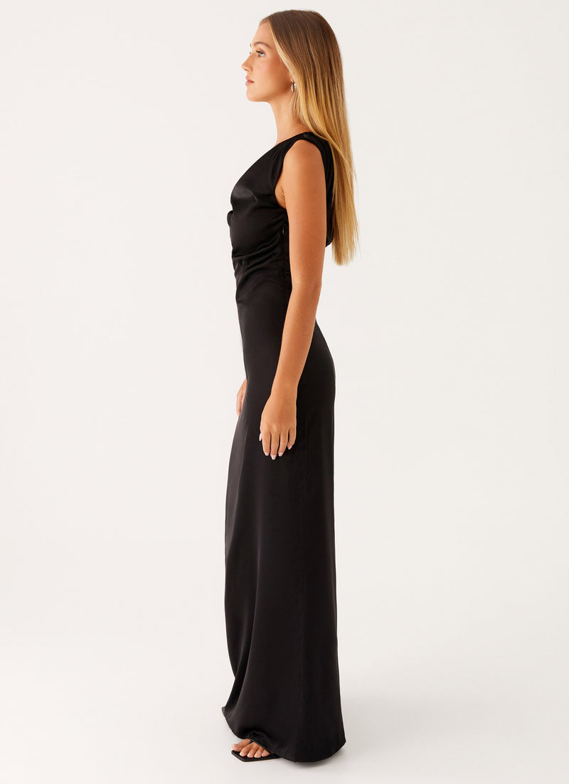 Heart Of Glass Satin Maxi Dress - Black