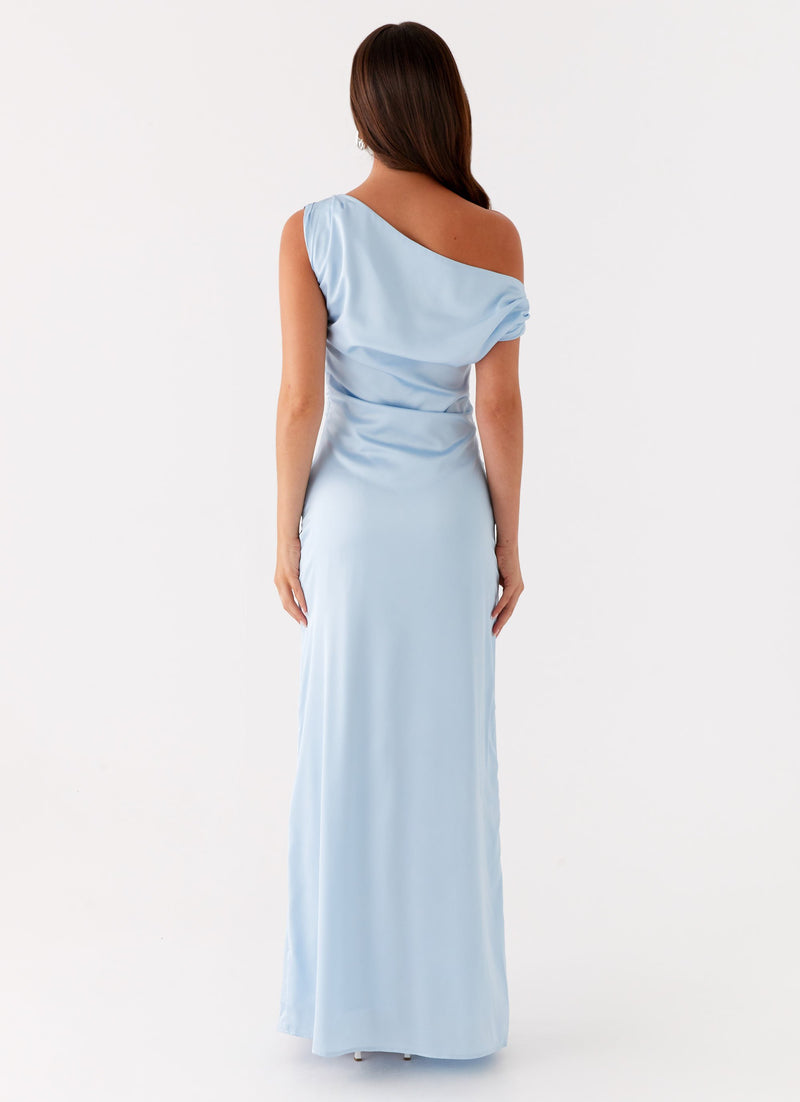 Heart Of Glass Satin Maxi Dress - Blue
