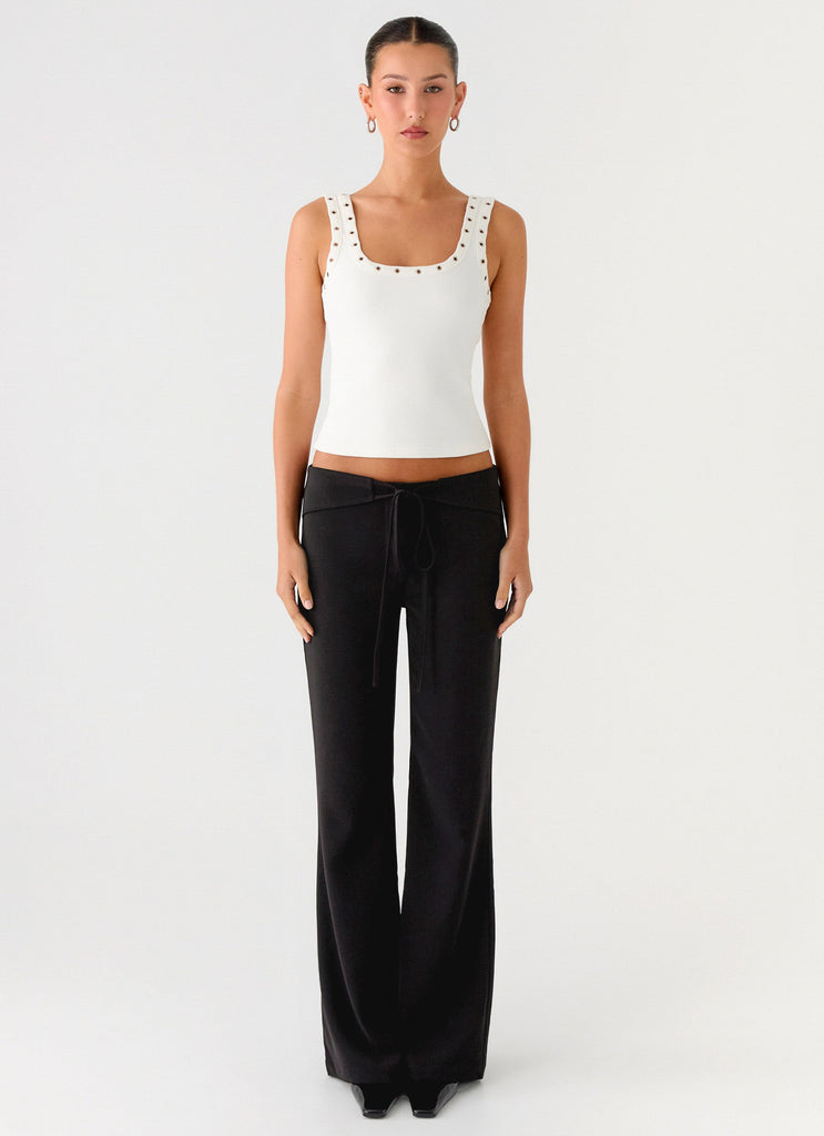 Houston Tie Front Pants - Black