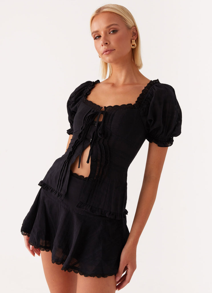 Hundred Percent Puff Sleeve Top - Black