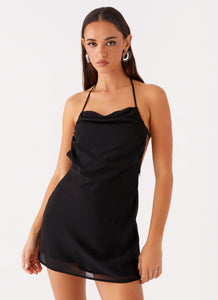 Ines Chiffon Mini Dress - Black