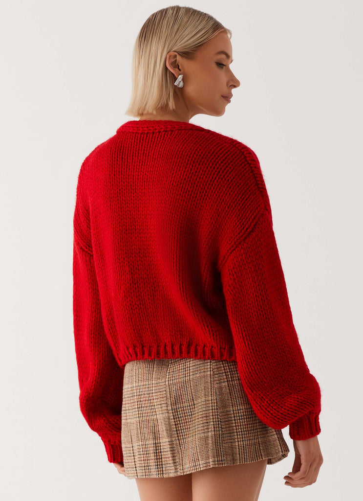 Jasleen Knit Cardigan - Red