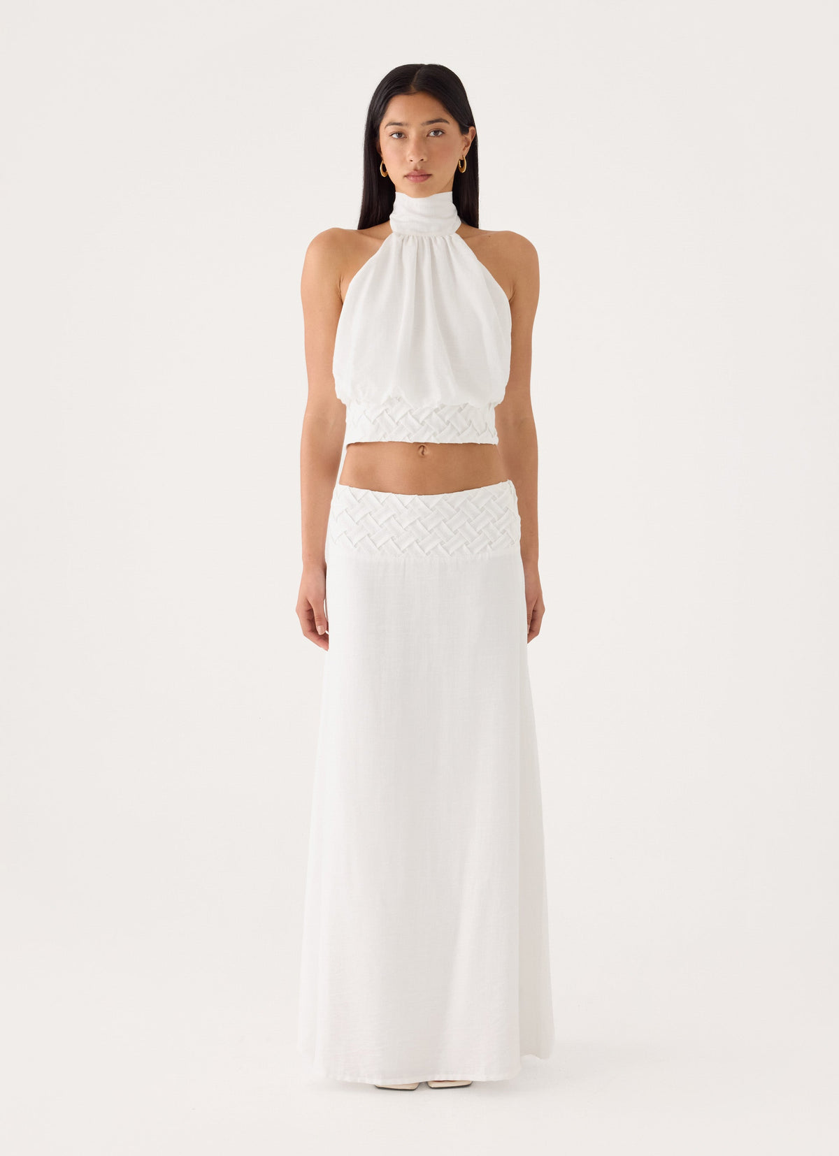 Jenna Crinkle Maxi Skirt - White
