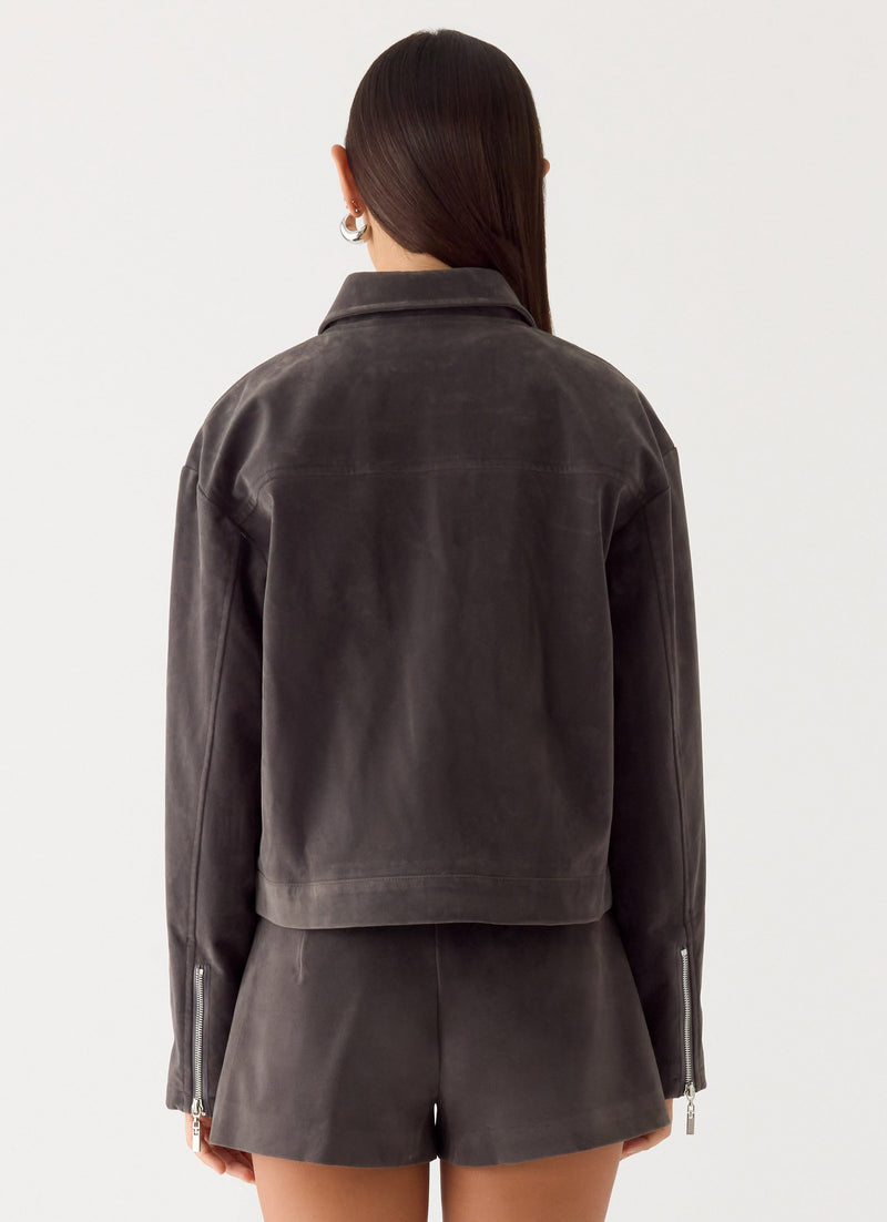 Jeremy Faux Suede Shorts - Tan Grey