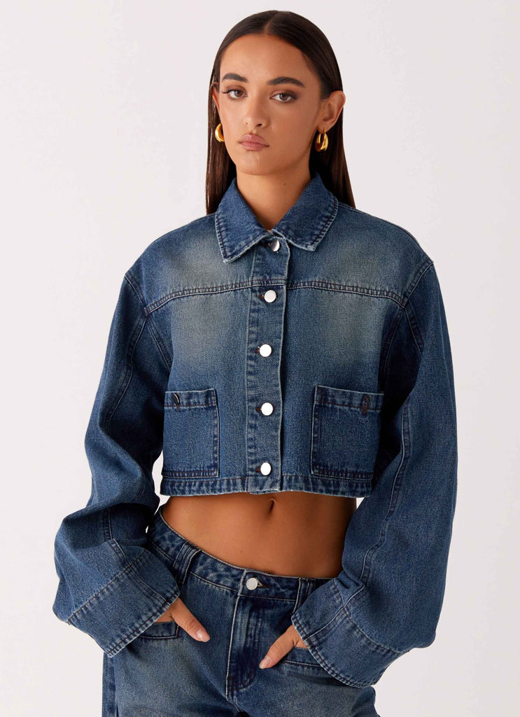 Joan Cropped Denim Jacket - Indigo