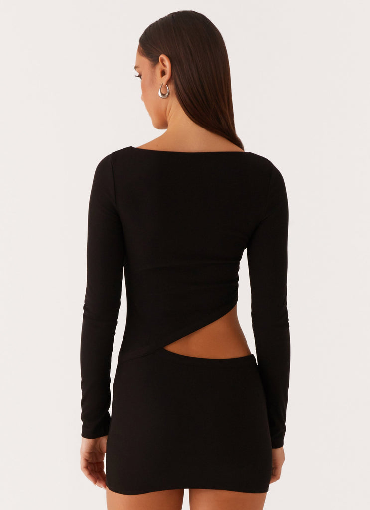 Jocelyn Long Sleeve Mini Dress - Black