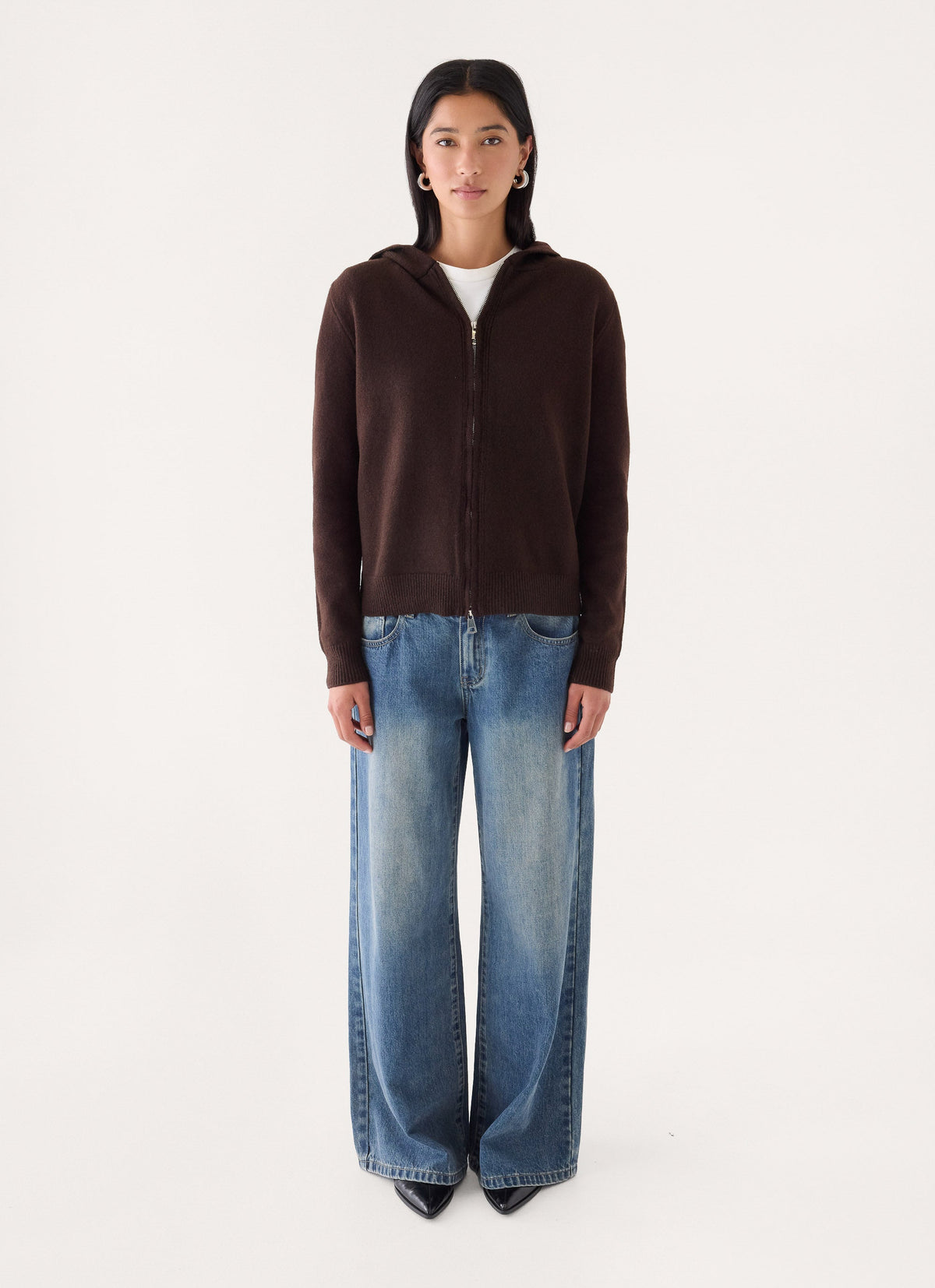 Karina Knit Zip Jumper - Brown