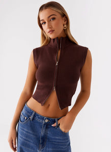 Keegan Knit Vest - Chocolate