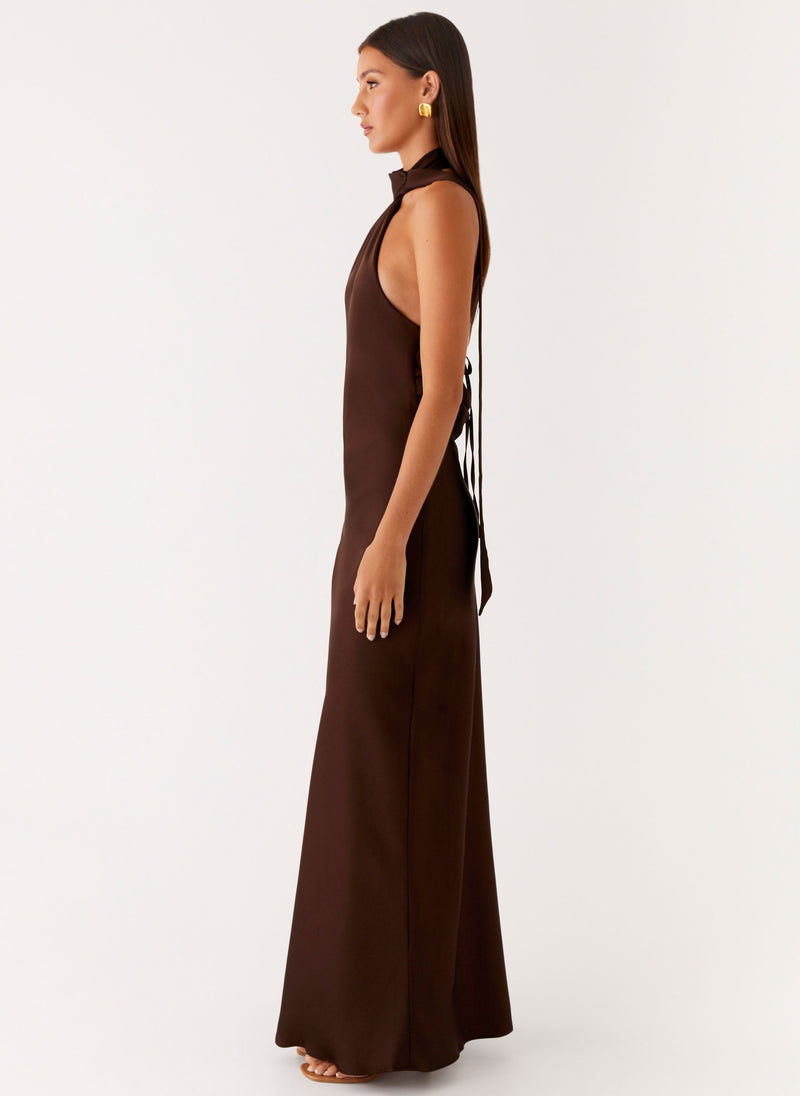 Keena Scarf Maxi Dress - Chocolate