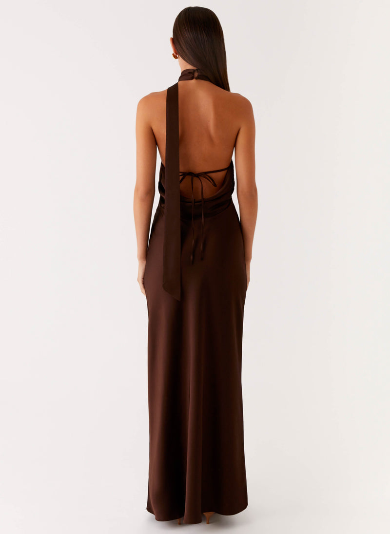 Keena Scarf Maxi Dress - Chocolate
