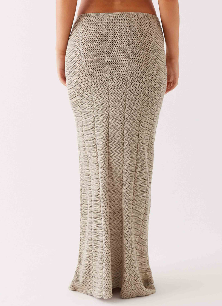 Womens Maia Rose Crochet Top  in the colour  Chocolate in front of a light grey background