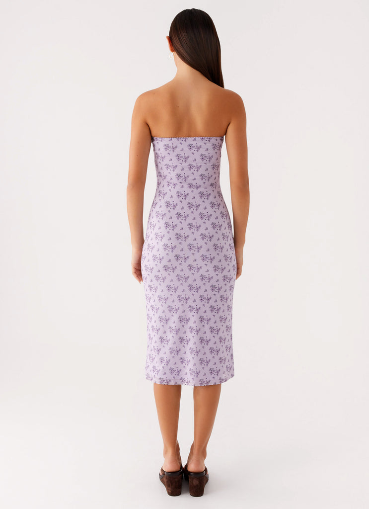 Kelia Strapless Midi Dress Lavender Meadow 3 Peppermayo