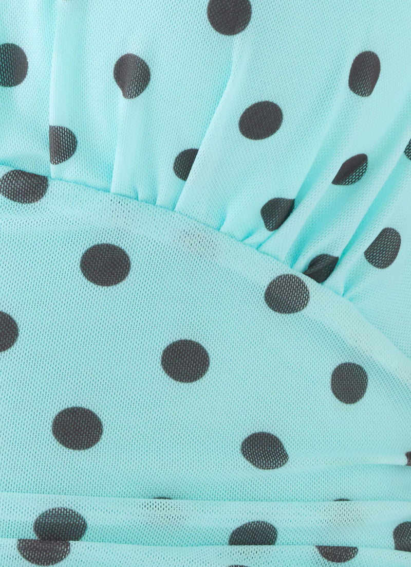 Kerrie Halter Top - Aqua Polka Dot