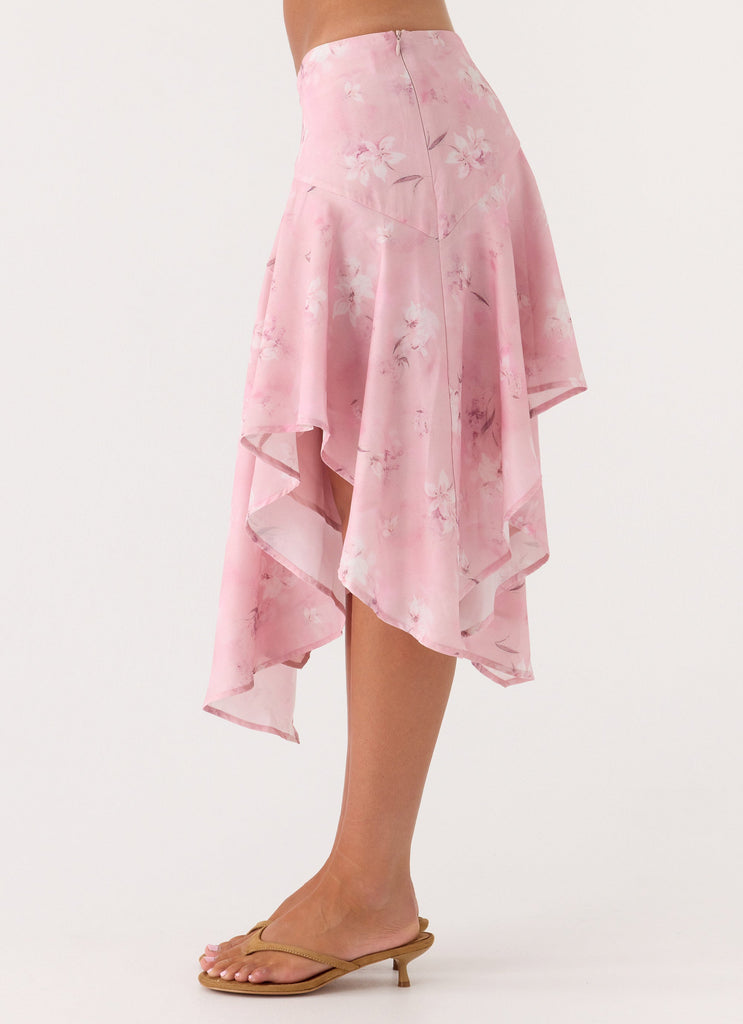 Kia Low Rise Asymmetrical Midi Skirt - Vintage Floral