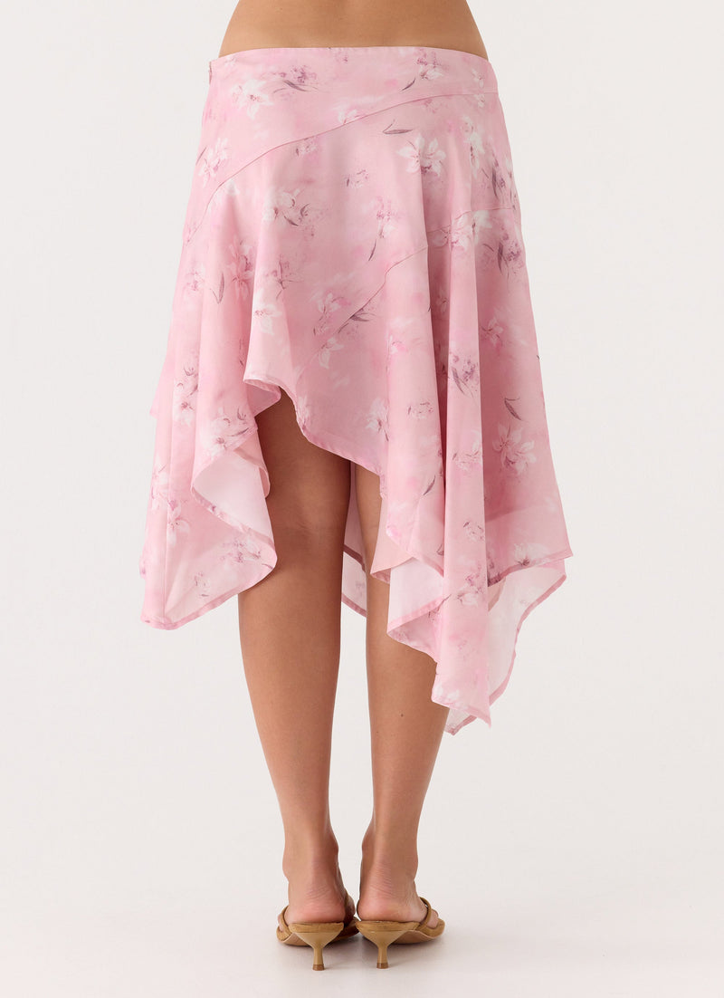 Kia Low Rise Asymmetrical Midi Skirt - Vintage Floral