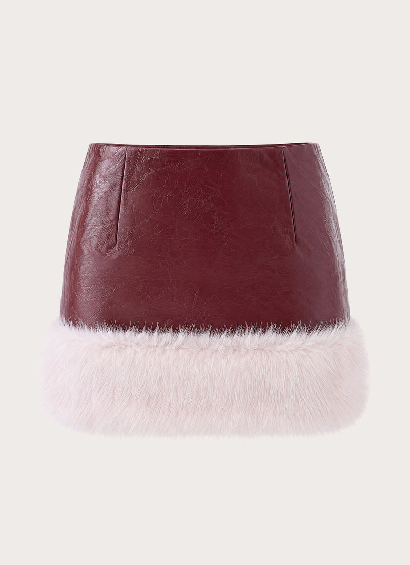 Love Child Faux Leather Mini Skirt - Burgundy