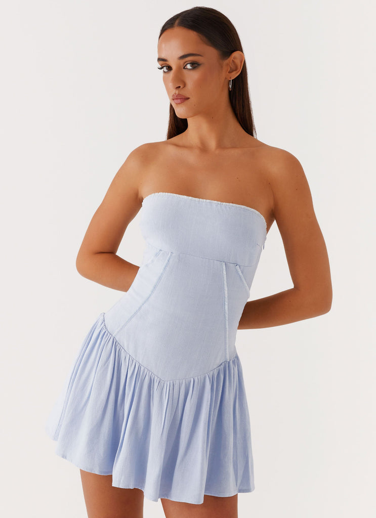 Larnie Linen Mini Dress - Blue