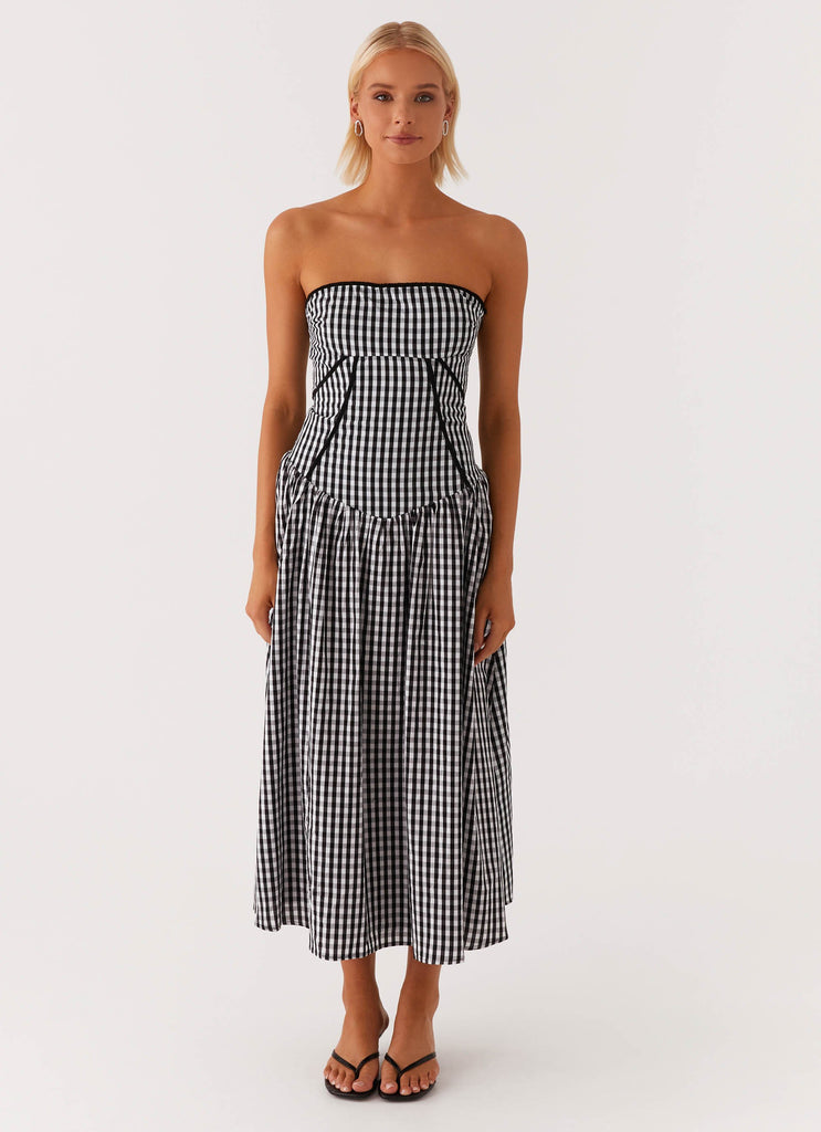 Larnie Midi Dress - Black Gingam