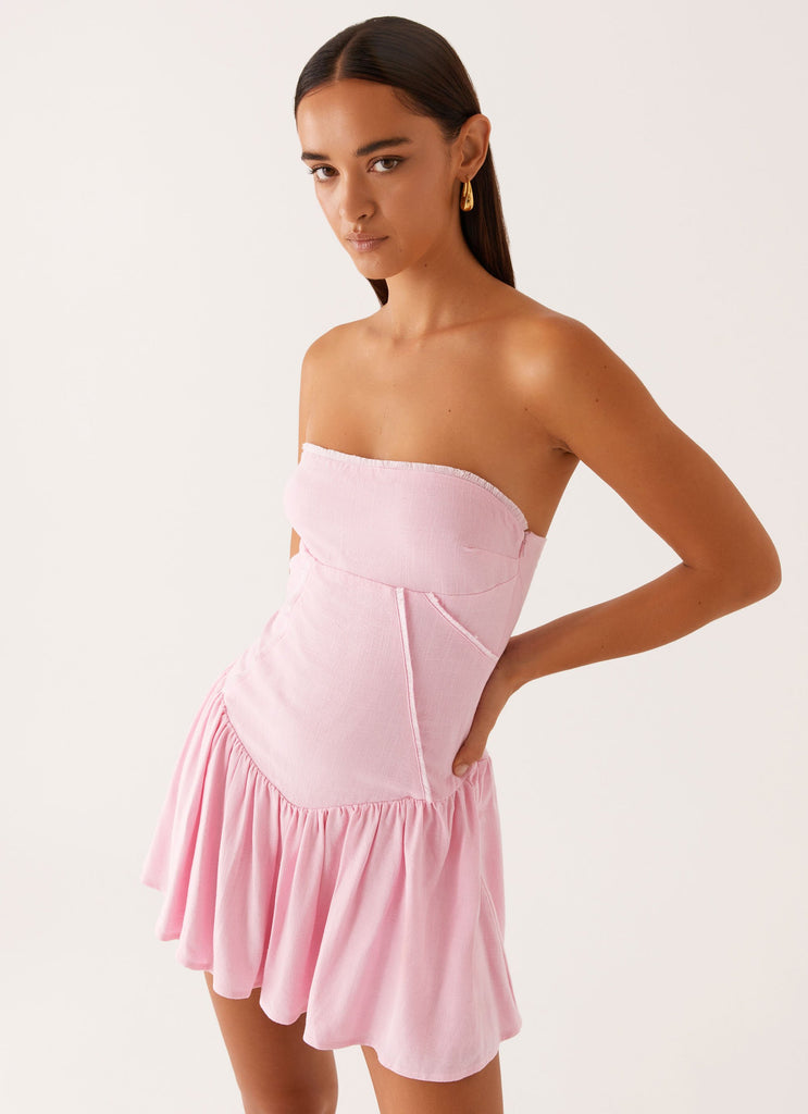 Larnie Linen Mini Dress - Pink