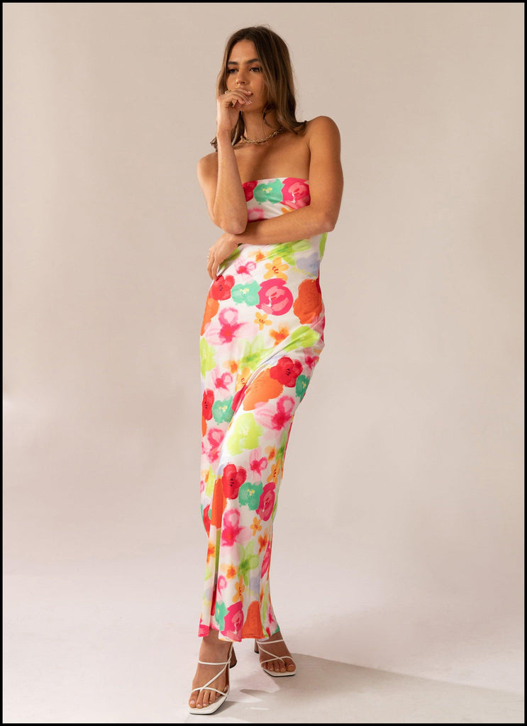 No Service Satin Maxi Dress - Blurred Blossom - Peppermayo