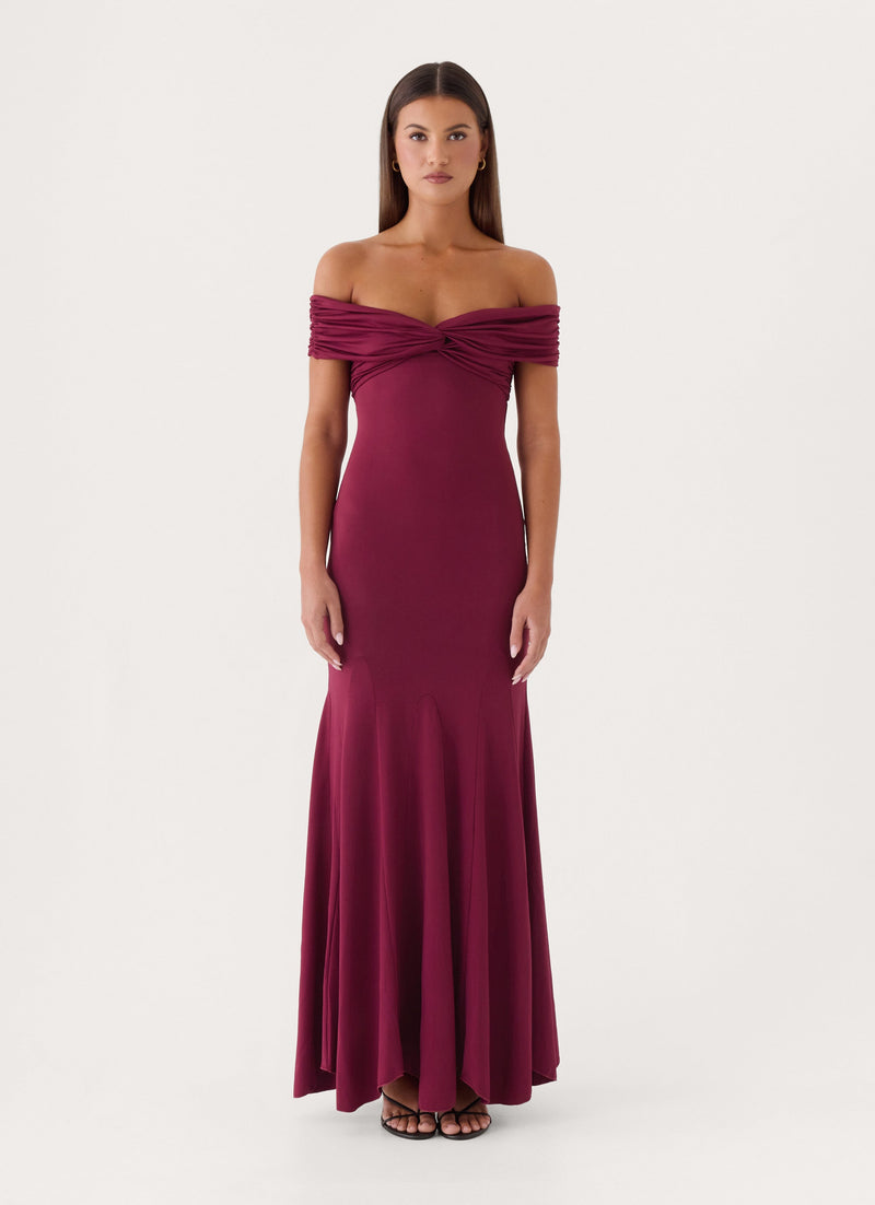 Letto Off Shoulder Maxi Dress - Plum