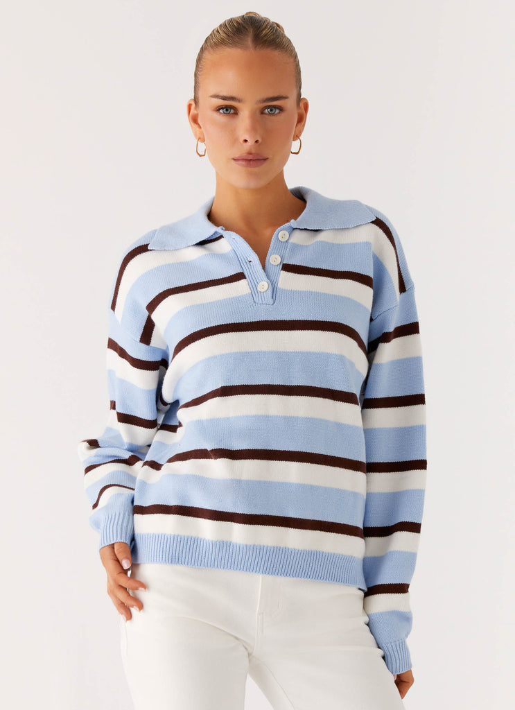 Liana Striped Polo - Blue Stripe