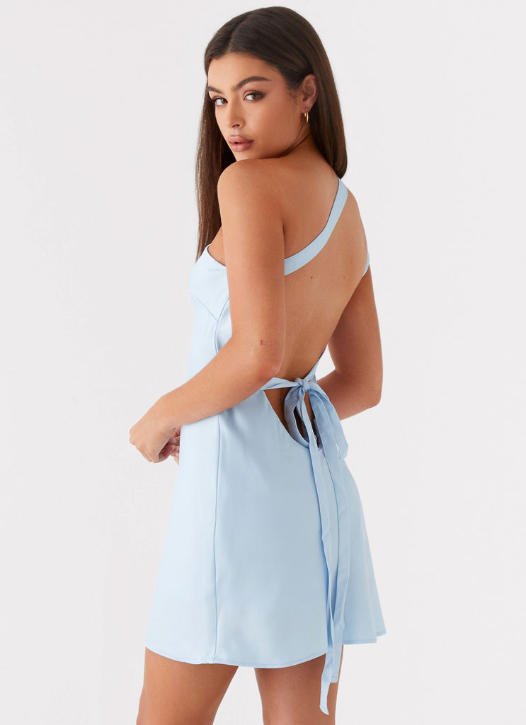 Womens Lights Out Mini Dress in the colour Blue in front of a light grey background