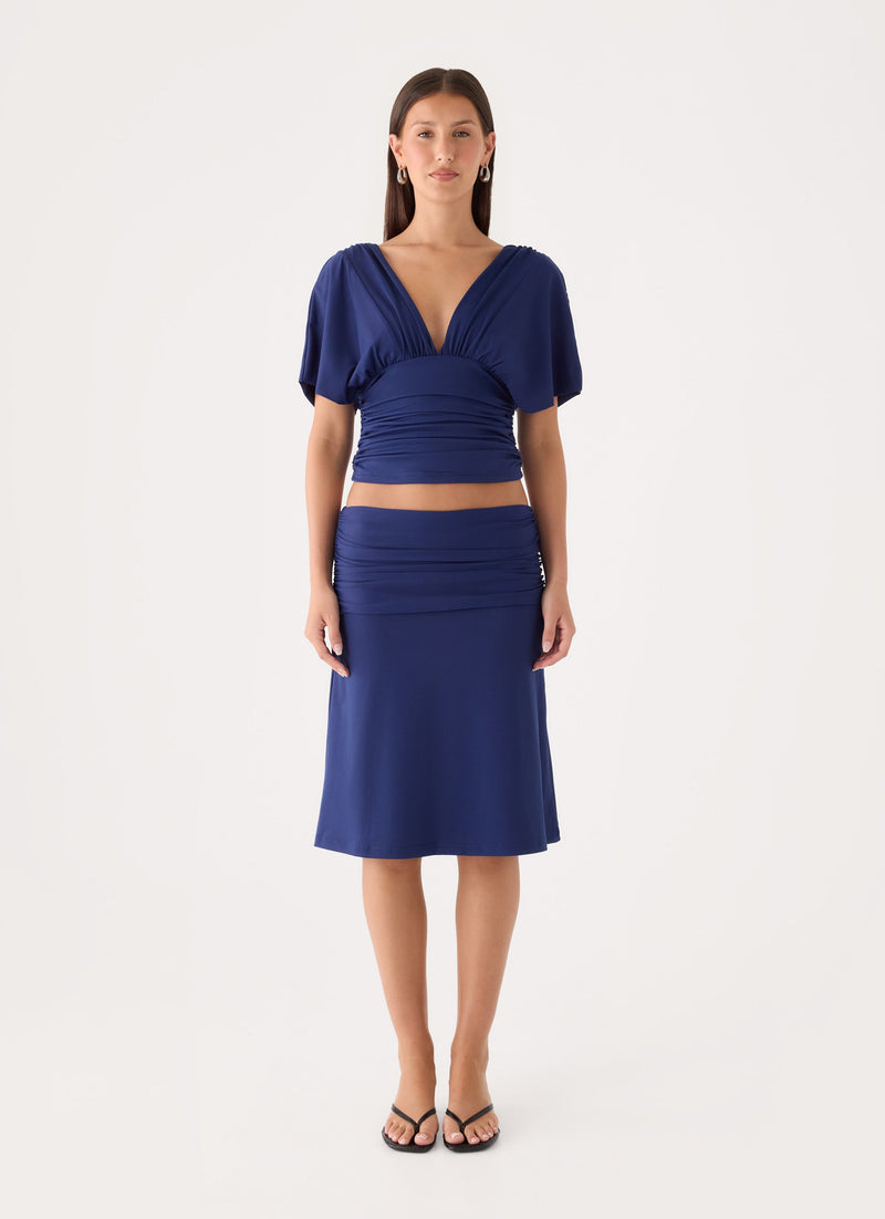 Lorelei Midi Skirt - Rich Blue