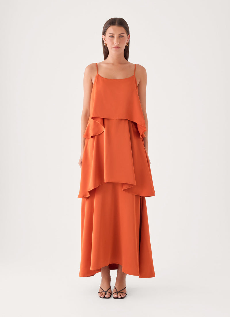 Lucy Tiered Maxi Dress - Orange