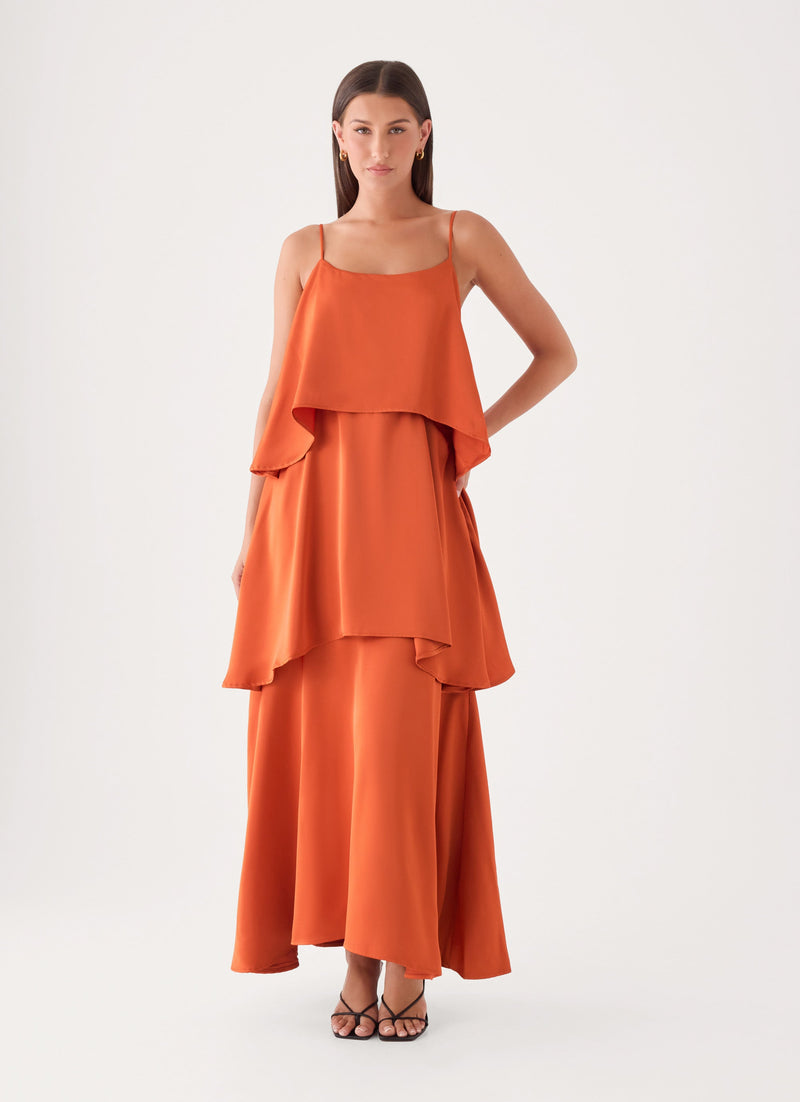Lucy Tiered Maxi Dress - Orange