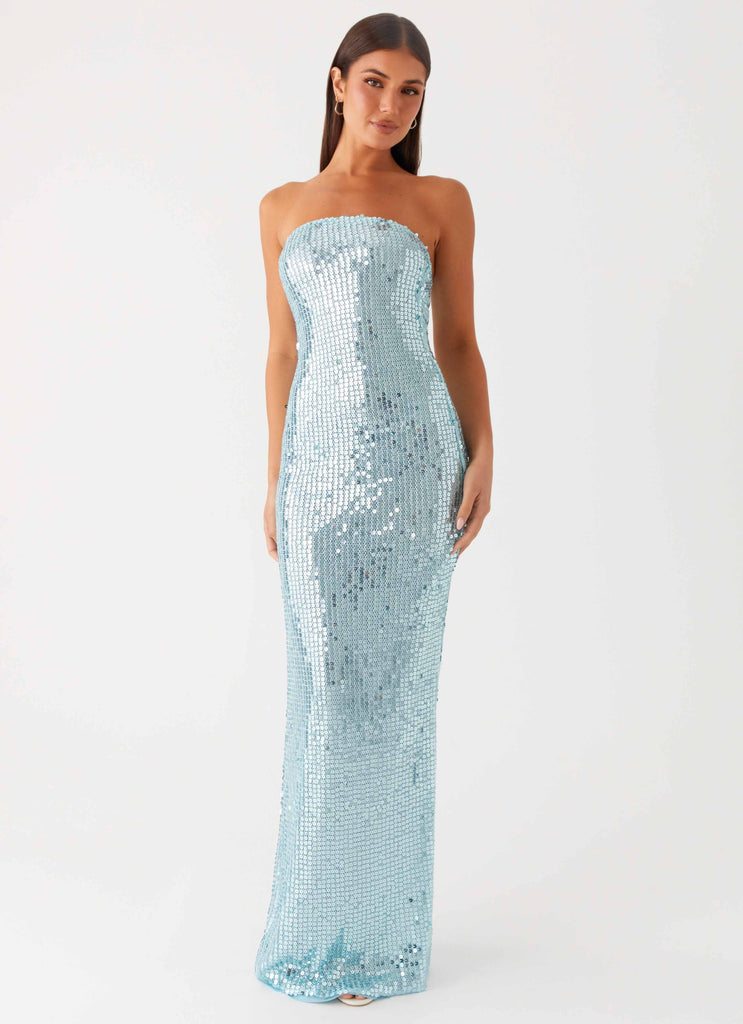 Lyric Sequin Maxi Dress - Turquoise