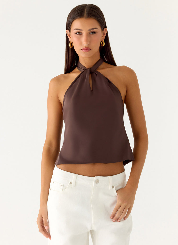 Maddox Scarf Top - Chocolate